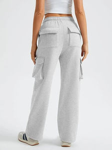 Pantalons de survêtement pour femmes de la meilleure qualité, style ample évasé, streetwear léger, taille élastique, poches latérales, matière 100% coton - Product Image 2