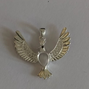 2025 S925 Sterling Silver Semi Mount Customizable Flying Bird on Empty Mountain Base Stone Inlay CZ Jewelry Finding Component - Product Image 1