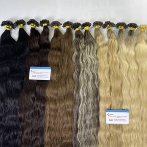 Venta al por mayor de extensiones de cabello humano vietnamita color personalizado Punta de queratina extensiones de cabello rizado con punta en U dibujado Doble - Product Image 2