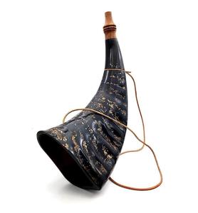 Corne de buffle en poudre, artisanat, corne naturelle, véritable corne pour ceinture en cuir avec embout en laiton et couvercle en bois - Product Image 6