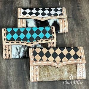 กระเป๋าสตางค์ผู้หญิงสไตล์ตะวันตกแบบยาวทนทานและจุของได้เยอะกระเป๋าคลัทช์มือถือหนังวัวแบบกำหนดเอง - Product Image 1