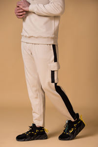 Chándal de invierno cálido para hombre de talla adulta de calidad Premium, sudadera con capucha, conjuntos de pantalones, diseño de parche, patrón sólido de algodón 100% - Product Image 6