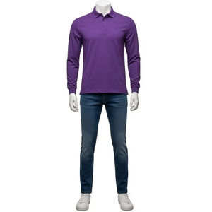 เสื้อโปโลแขนยาวสำหรับผู้ชาย, ผ้าฝ้ายกันหดเสื้อผ้าลำลองสวมใส่สบายพิมพ์โลโก้ตามสั่ง - Product Image 1