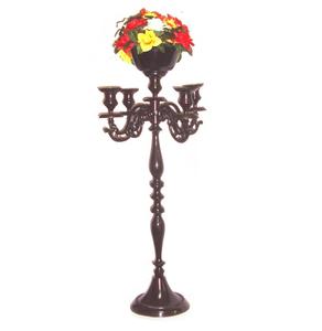 Candélabres faits à la main de couloir de mariage nickelé debout de grand plancher avec le globe perlé de cristal pour la décoration de chandelier - Product Image 5