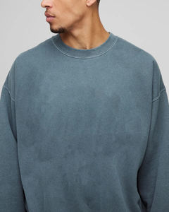 Streetwear avec logo imprimé personnalisé Sweats à capuche et sweat-shirt couleur unie à col ras du cou coupe ample poids lourd 100% coton Basics - Product Image 2