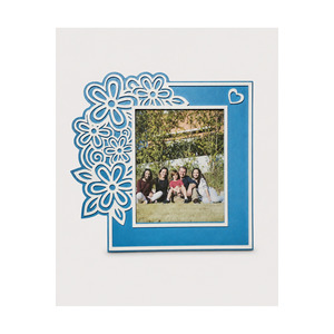 Cadre en résine Moderinna M08 imprimé UV avec photo personnalisée, design floral bleu bicolore, présentoir de table - Product Image 1