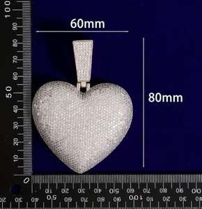 Iced Big Heart Micro Pendentif Collier Femme Fête Hip Hop Bling Bijoux Cadeaux D'anniversaire Moissanite Pendentifs Charmes - Product Image 6