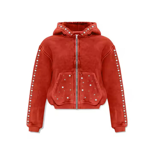 Sweat-shirts à capuche unisexes en molleton épais personnalisés, coupe courte et ample, lavés à l'acide, 100% coton, brodés, vente en gros pas chère pour l'hiver 2025 - Product Image 6