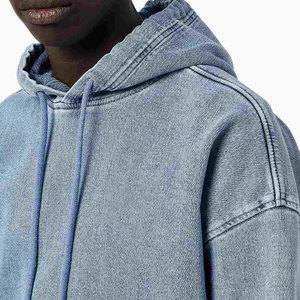 Sudadera con Capucha de Mezclilla para Hombre, Hecha a Mano, de Alta Calidad y Bajo Precio, con Estampado Digital, 100% Algodón, Personalizable, Estilo Clásico - Product Image 6