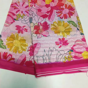 Weighless 6.30m Crochet Digital Printed Saree Fabric Premium Quality & Lightweight for Girls 395/pc Cut Fancy Saree <b>Material</b> - Product Image 1