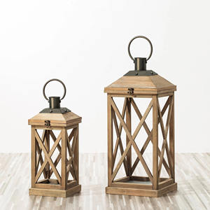 Linternas de vela de madera más vendidas con mango de metal para colgar en Navidad y bodas y decoración de suelo en la sala de estar - Product Image 1