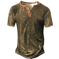 T-shirt Henley personnalisé pour homme 2025, col en V, imprimé, surdimensionné, polyester/coton, anti-plis, écologique, séchage rapide, respirant, décontracté