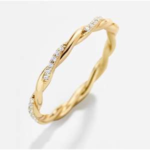 Classic Eternity Band Women Jewelry Trendy 18K <b>Gold</b> Plated 925 Sterling Silver <b>Cubic</b> <b>Zirconia</b> Twist Diamond <b>Ring</b> - Product Image 1