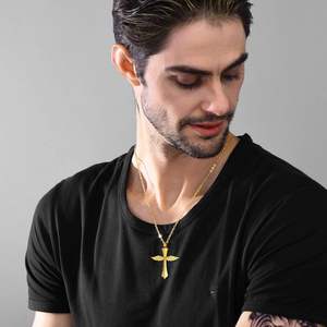 Collar de urna dorada con ala de Ángel para cenizas, joyería de acero inoxidable, medallones de urna de recuerdo conmemorativo, colgante para hombres y mujeres, tamaño personalizado - Product Image 2