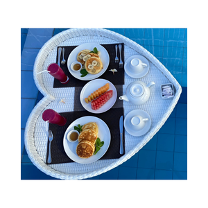 Desayuno cesta de agua al aire libre fiesta de ratán que sirve natación bandeja de piscina flotante - Product Image 1