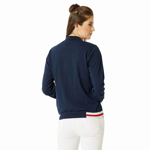 Chaqueta Bomber larga personalizada para mujer Color sólido Cuello redondo Cremallera Relleno de algodón transpirable Diseño teñido liso de moda-Alta calidad - Product Image 2