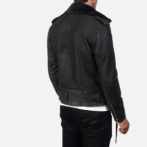 Chaqueta de Cuero Genuino para Hombre, Estilo Motero, Ajustada, Invierno, Moda Urbana, Venta al por Mayor Directa de Fábrica, Marca Privada - Product Image 6