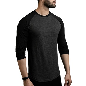 Offre Spéciale T-shirts à manches longues raglan décontractés pour hommes Coton personnalisé Plus Size Solide Raglan Manches longues Design respirant - Product Image 2