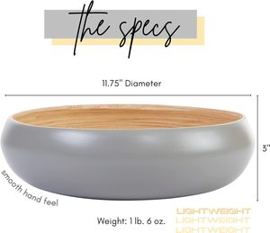 Vente en gros d'extra grand bol à salade en bambou de luxe poli de couleur grise pour servir des fruits à manger préparation d'aliments décoratifs - Product Image 5