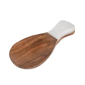 Manche en bois d'acacia et marbre Porte-cuillère écologique fait à la main Porte-ustensile de cuisine élégant pour l'organisation du comptoir - Product Image 2