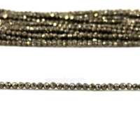 Perles rondes micro facettes en pyrite naturelle de 2mm pour la fabrication de bijoux Prix de gros Perles de pierres précieuses pyrite micro facettes brillantes 13"