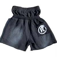 Shorts de survêtement unisexe délavés à l'acide, double taille, avec broderie personnalisée et imprimé effet usé, style streetwear, en toile épaisse, couleur unie, décontracté, 100%