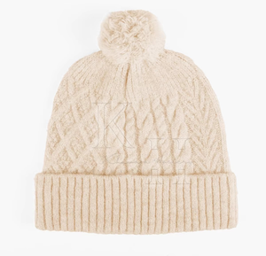 Bonnet tricoté en laine mélangée brodé sur mesure OEM pour adultes pour l'hiver Bonnet en tricot de couleur unie - Product Image 4