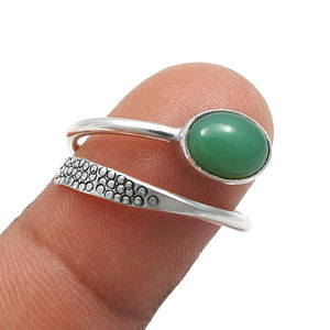 Hot Selling Trendy Design Green Chrysoprase Gemstone Genuine 925 Sterling <b>Solid</b> <b>Silver</b> Oval Shaped Handmade Rings for Women's - Product Image 2