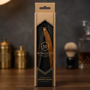 MORGANS INDUSTRIES Stainless Steel Straight <b>Razor</b> with <b>Single</b> <b>Blade</b> for Men Barber Shop Outdoor Hotel Use Gold Edge - Product Image 4