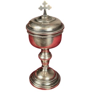 Ciborio Chapado en plata de primera calidad con tapa cruzada, vaso de altar de Iglesia litúrgica, copa de comunión cristiana clásica a la venta - Product Image 1
