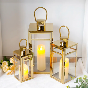 Fashionable Modern Home Decor Lantern Party Wedding Decoration Golden Metal Candle Lantern Ornaments - Product Image 1