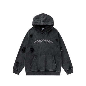 Sudaderas con capucha de lavado ácido para hombre de diseño personalizado OEM de alta calidad 100% algodón transpirable ropa de invierno estilo callejero teñido liso - Product Image 1