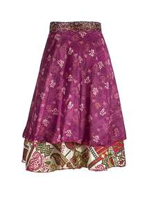 Vintage Inspirado Doble Capa Reversible Sari Seda Ecológico Antiestático Maxi Wrap Falda Festival Estilo Transpirable Boho Hippy - Product Image 2