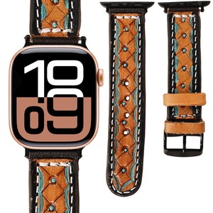 Correa de reloj de piel de vaca de grano superior de 20mm personalizada, repuesto transpirable para accesorios de moda occidental para vaqueros y vaqueras - Product Image 1