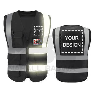 Chaleco de seguridad de malla de poliéster azul personalizado a precio de fábrica con bolsillos logotipo personalizado - Product Image 5