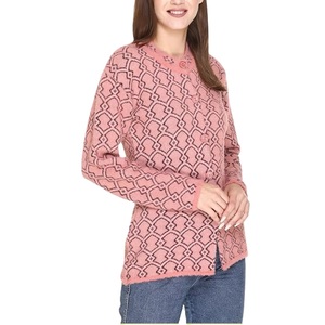 Venta directa de fábrica, cárdigan con patrón Floral para mujer, diseño único, suéter de invierno informal, decoración con botones, 100% acrílico alto - Product Image 3