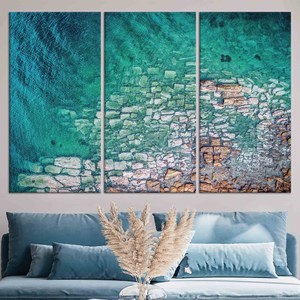 Toile imprimée vue sur l'océan : élégante œuvre d'art représentant un paysage marin, lot de 3 toiles - Product Image 1