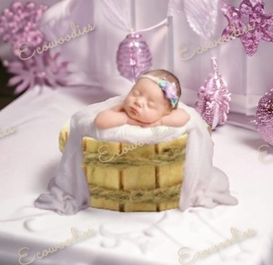 Cubo redondeado rústico, accesorios para recién nacidos, Cubo de madera, luna llena, bebés, Pose de bebé, accesorio de tiro, lavabo, Color marrón café para niños - Product Image 2