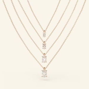 Vente en gros de collier en or massif 14k ou 18k diamant naturel rond VVS solitaire flottant avec pendentif chaîne réglable avec cordon de serrage - Product Image 5