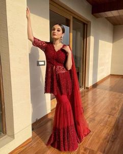 MODERN BRIDAL-WEAR INDIAN/PAKISTANI LONG <b>KURTA</b> WITH SHARARA DRESS Embellished DABKA, STONE GLASS BEADS Work for Wedding 2022 - Product Image 1