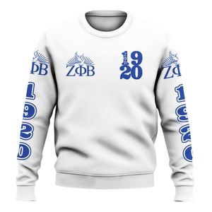 Zeta Phi Beta Sorority Greek Letter Crewneck Sweatshirt Women Blue 1920 Embroidered <b>Fleece</b> Pullover - Product Image 1