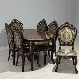 ชุดโต๊ะอาหารและเก้าอี้ไม้หรูหราทำด้วยมือแบบพรีเมียมเหมาะสำหรับมื้อค่ำสุดหรูและการสังสรรค์ในครอบครัวที่บ้าน - Product Image 1