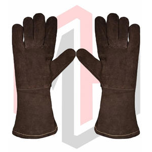 Gants de soudage super résistants à la chaleur, 11 oz, cuir épais brun foncé, 16 pouces, antistatiques, résistants aux déchirures, sans silicone, équipement de sécurité - Product Image 4