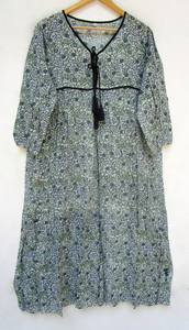 Bohemian Indian Handmade Cotton Floral Printed Nightwear Bathrobe <b>Maxi</b> <b>Dress</b> Ethnic Beach Summer Wholesale Nighty Long <b>Kimonos</b> - Product Image 5