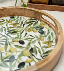 Bandeja de esmalte de madera hecha a mano de diseño floral con asas convenientes Bandeja desechable ecológica Mejor agarre por Craft Emporium - Product Image 5