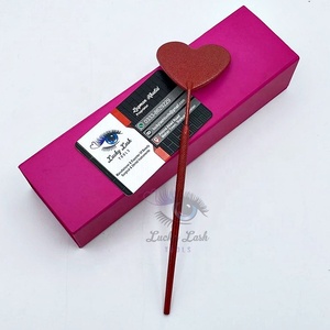 Coeur Forme Rouge Paillettes En Acier Inoxydable Cosmétique Lash Miroir Extension Greffage Outil Logo Privé Cils Artistes Miroirs De Maquillage - Product Image 5