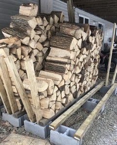 Stacked Hardwood Firewood <b>Logs</b> Ready for Burning Outdoor Storage. - Product Image 1