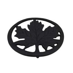 Salvamanteles de hoja de arce de hierro fundido negro moderno, protección de mesa de cocina de Metal resistente al calor, alfombrillas y almohadillas decorativas para el hogar - Product Image 1