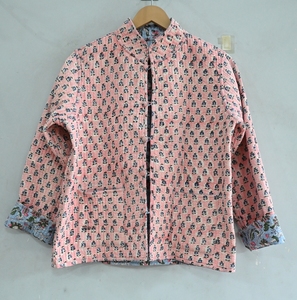 Chaqueta acolchada de algodón Reversible para mujer, estilo bohemio estampado en bloque, ropa de invierno hecha a mano, precio al por mayor - Product Image 1