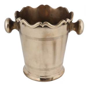 Enfriador de vino de latón con dos asas Enfriador de vino pulido de latón con acabado de forma redonda - Product Image 2